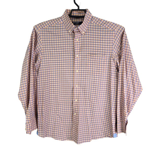 Mens Cremeux Classics Orange & Blue Plaid Shirt Button Down Long Sleeve Size M - Picture 1 of 9